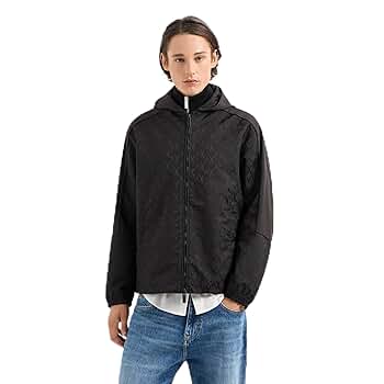 Armani Exchange Men's All Over Monogram Zip Up Windbreaker